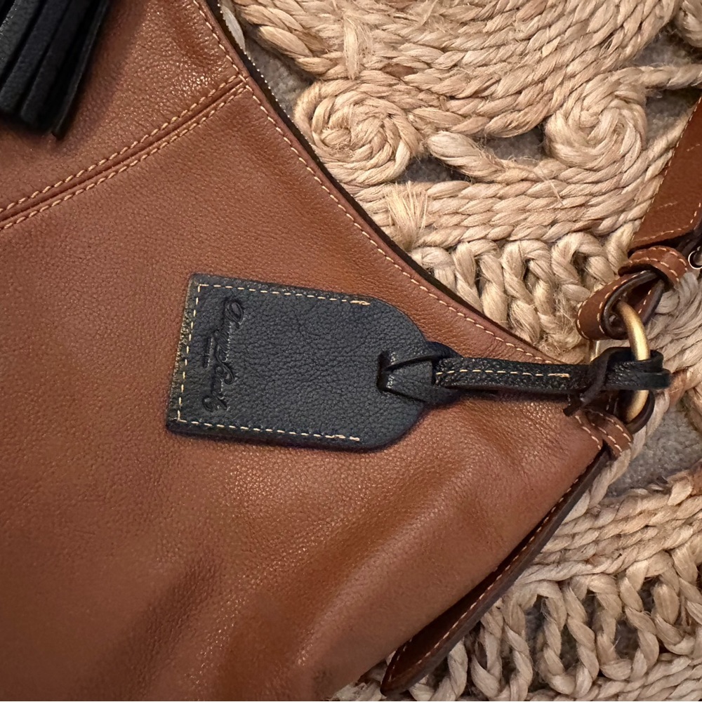 Dooney & Bourke "Sophie" Brown and Black Leather Large Hobo Bag - Picture 3 of 11